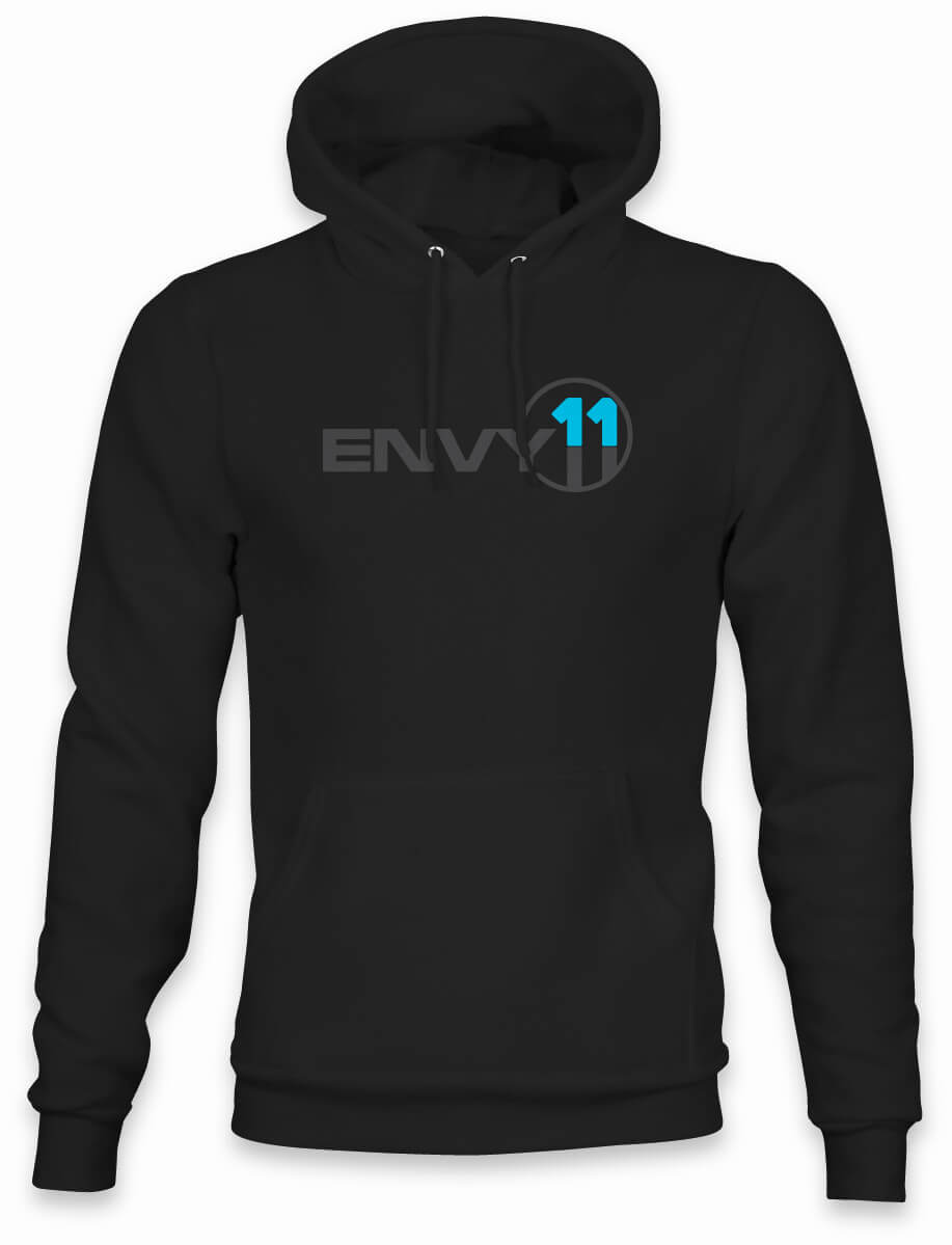 ENVY11 GREY-BLUE LOGO EVENTIDE HOODIE - BLACK - ELEVEN