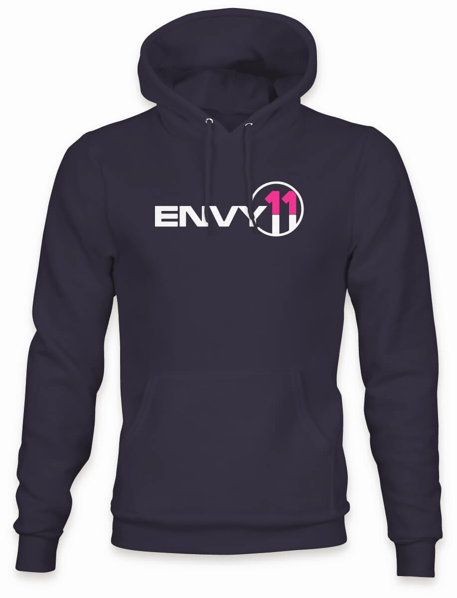 ENVY11 WHITE-HOT PINK LOGO EVENTIDE HOODIE - NAVY - ELEVEN