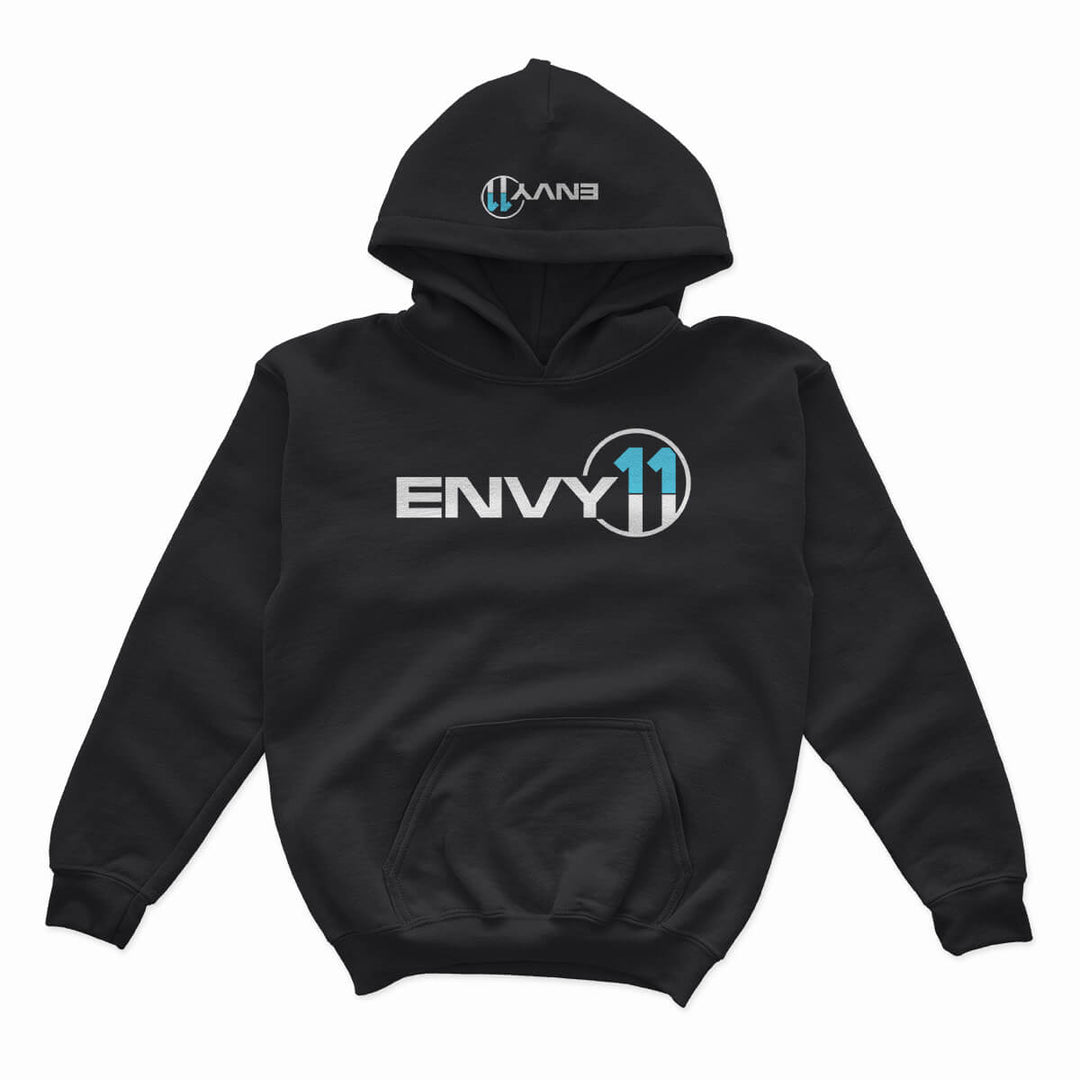 YOUTH ENVY11 WHITE·BLUE LOGO HOODIE - BLACK