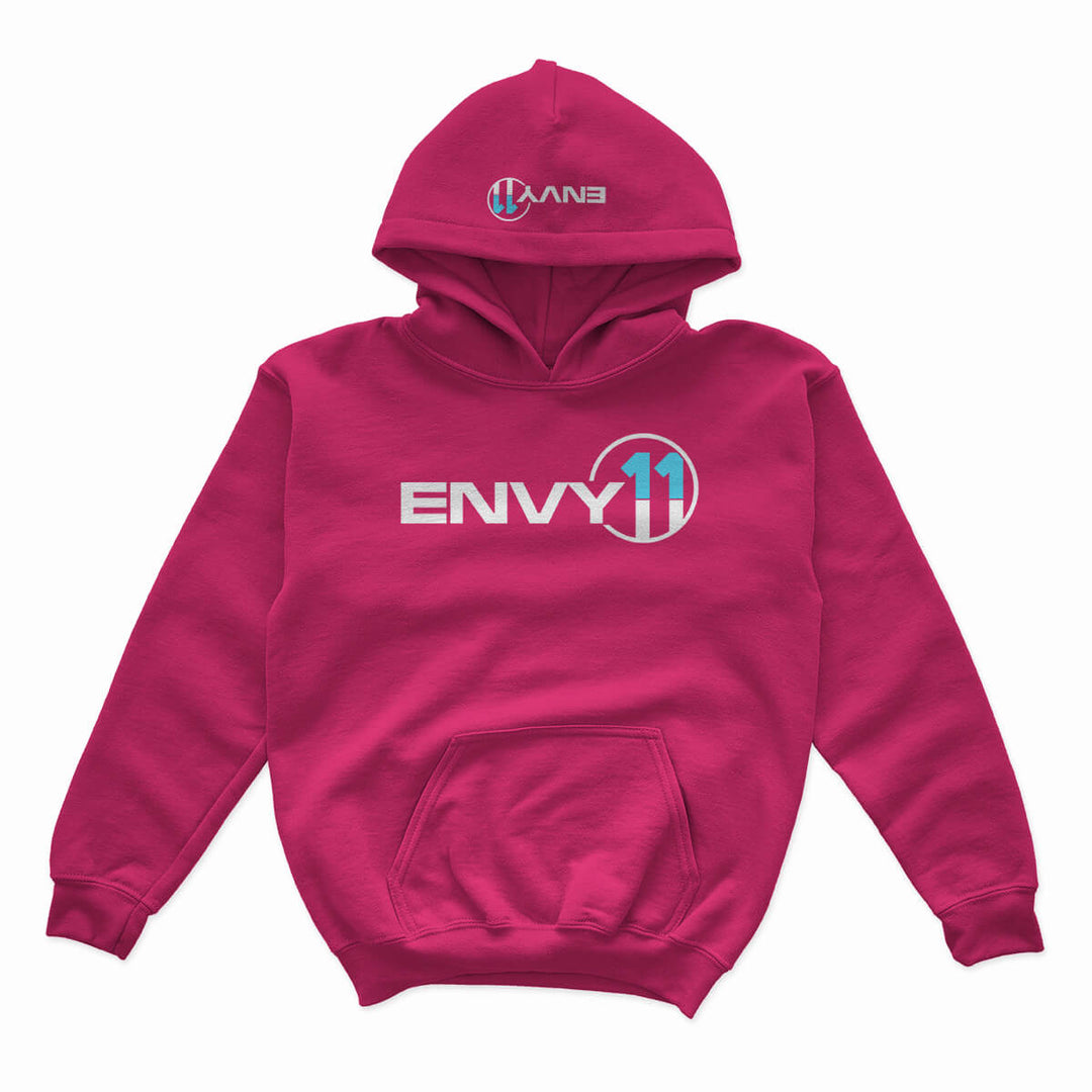 YOUTH ENVY11 WHITE·BLUE LOGO HOODIE - HOT PINK