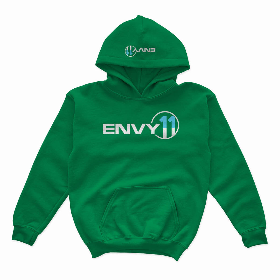 YOUTH ENVY11 WHITE·BLUE LOGO HOODIE - IRISH GREEN