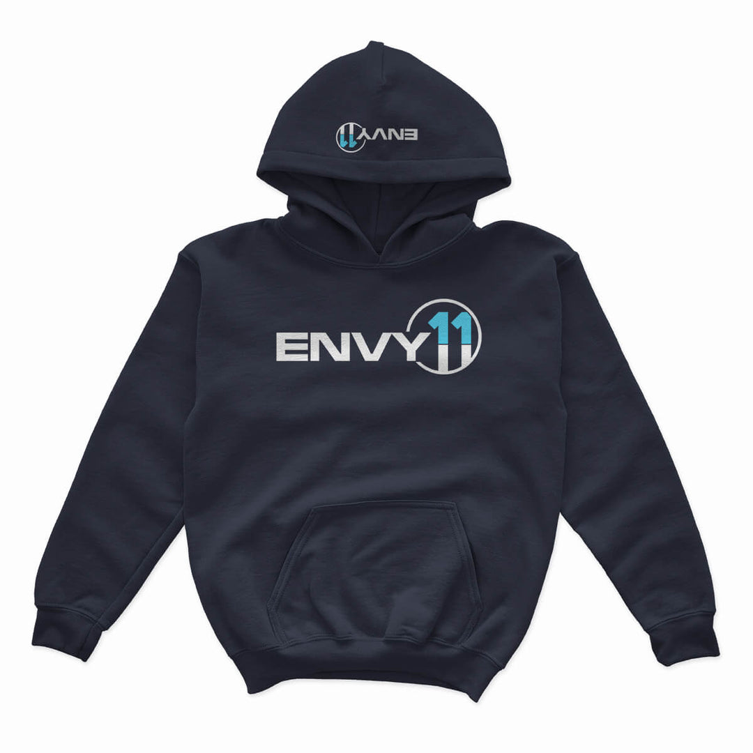 YOUTH ENVY11 WHITE·BLUE LOGO PULLOVER HOODIE - NAVY