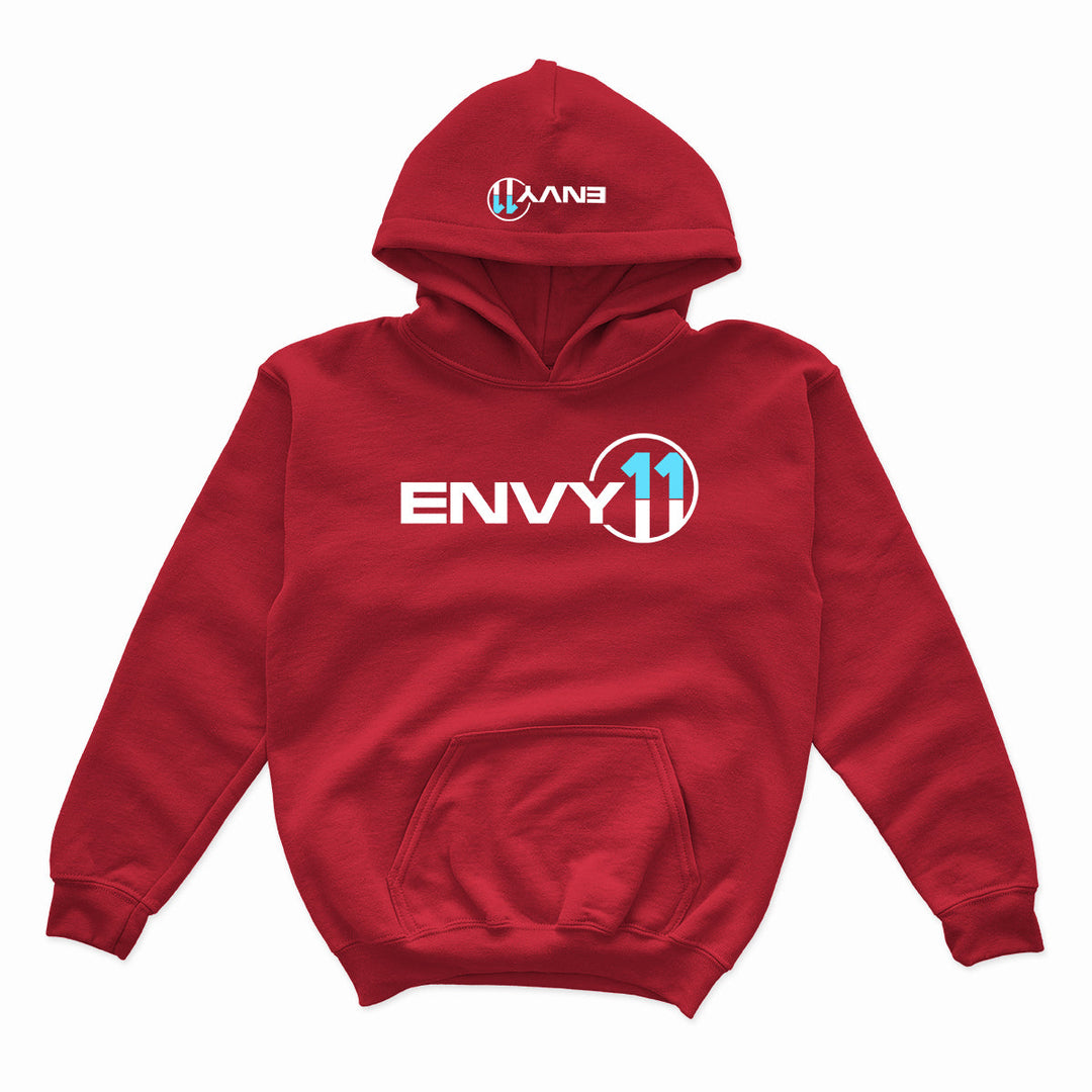 YOUTH ENVY11 WHITE·BLUE LOGO HOODIE - RED